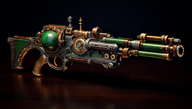 Foto artificer's steampunk dubbel loop shotgun groene buizen