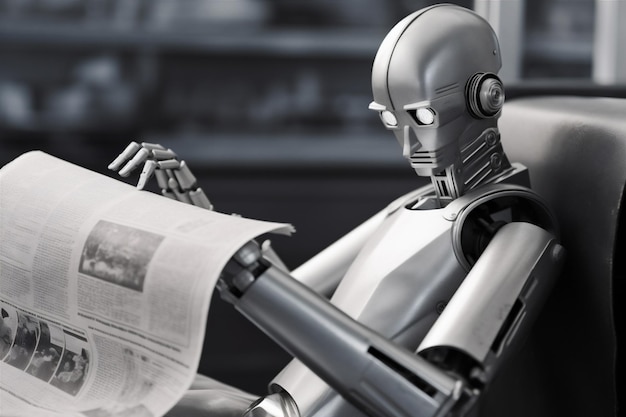 artificial ai laptop office robot technology paper document hand digital generative ai