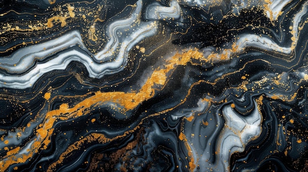 Artificial black marble with golden veins stone texture for countertops