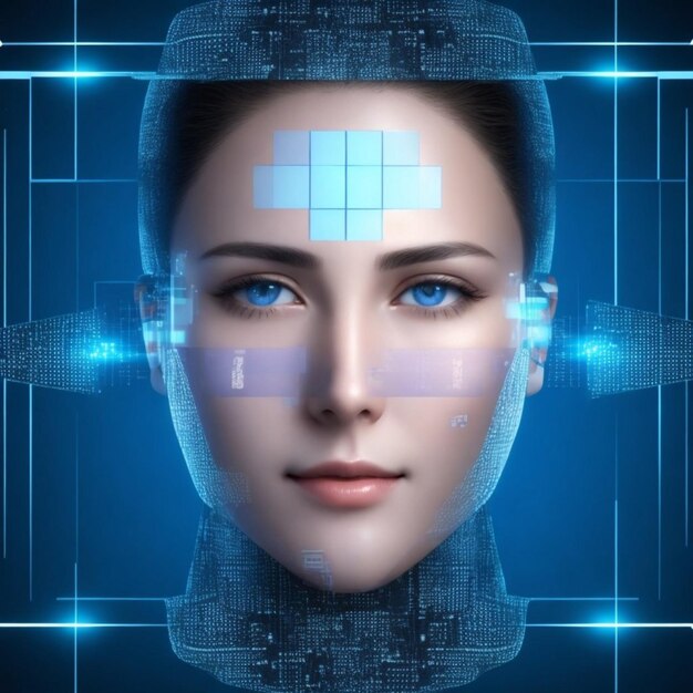 Photo artificial face recognition abstract technology