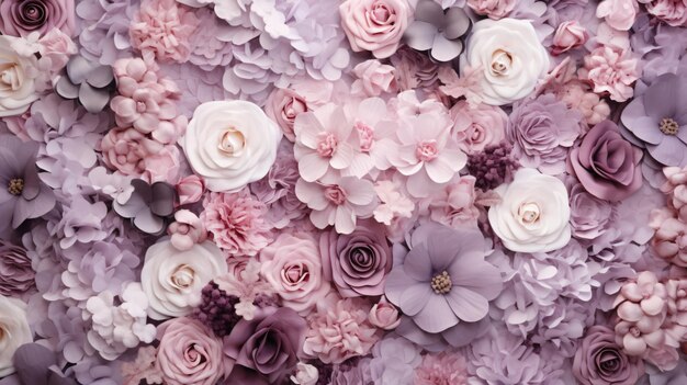 Artificial flowers wall for background in vintage