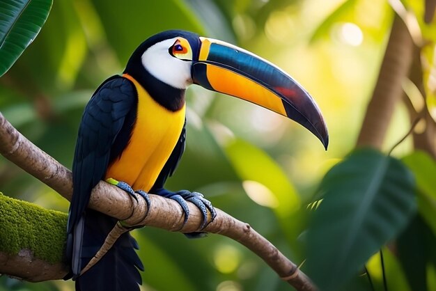 Artificial image of a toucan perched on a branch