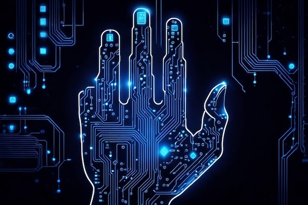 Artificial intelligence AI circuit board in shape electronic PCB circuit