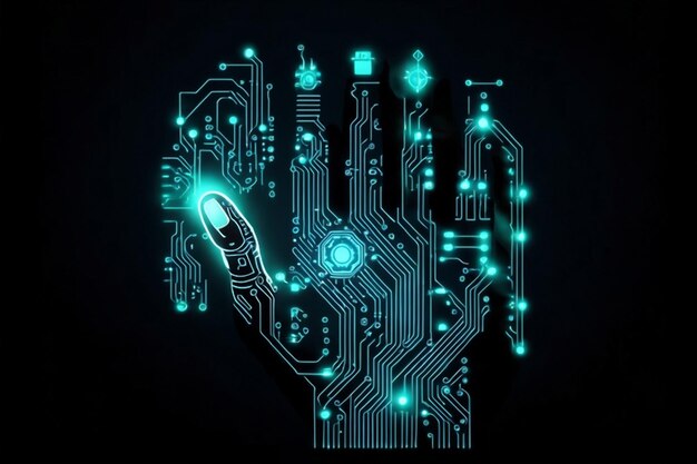 Искусственный интеллект AI схема платы в форме электронной схемы PCB