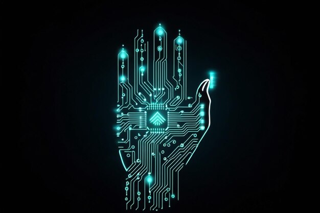 Foto circuito di intelligenza artificiale ai in forma di circuito elettronico pcb