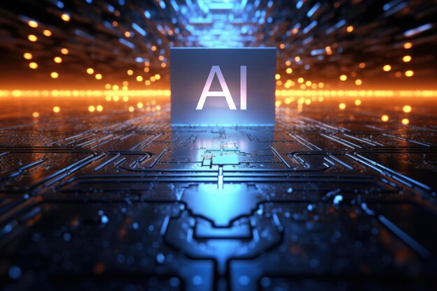 Artificial intelligence AI concept with circuit board