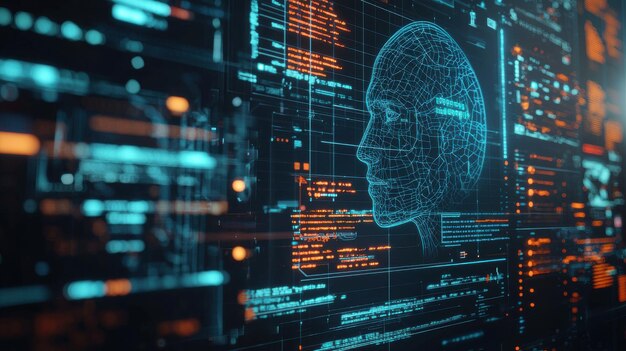 an artificial intelligence and algorithm development concept featuring a digital interface displaying complex algorithms and data visualizations the interface is being used by researchers and