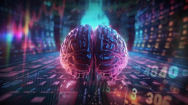 фон искусственного интеллекта в виде поколения человеческого мозга