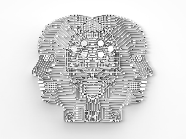 artificial intelligence brain or circuit board in head shape