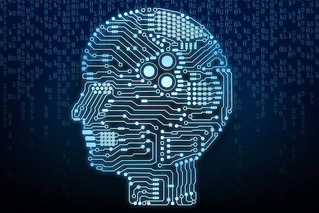 artificial intelligence brain or circuit board in head shape