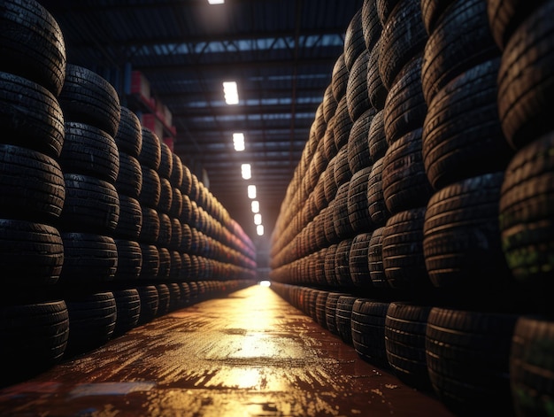 Artificial intelligence Car tires at warehouse Generative AI