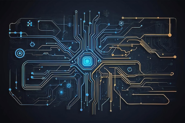 인공지능 회로 라인 스타일 머신러닝 디자인 스마트 네트워크 디지털 기술