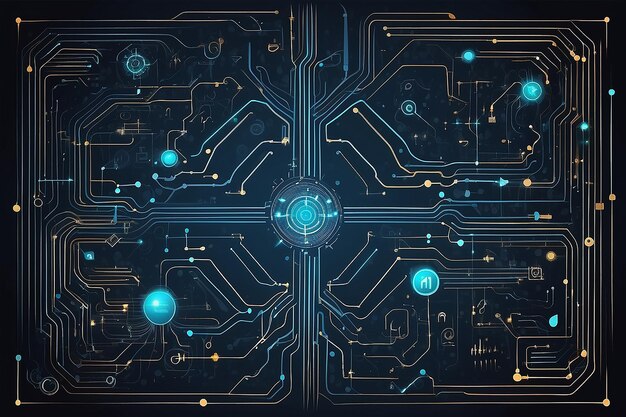 人工知能回路ラインスタイル 機械学習設計 スマートネットワーク デジタル技術