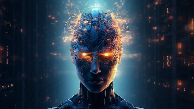 Концепция искусственного интеллекта иллюстрации головы Генеративный ИИ