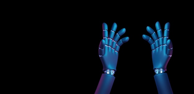 Фото Концепция искусственного интеллекта рука робота 3d рендеринг техническая связь между жизнью и машиной