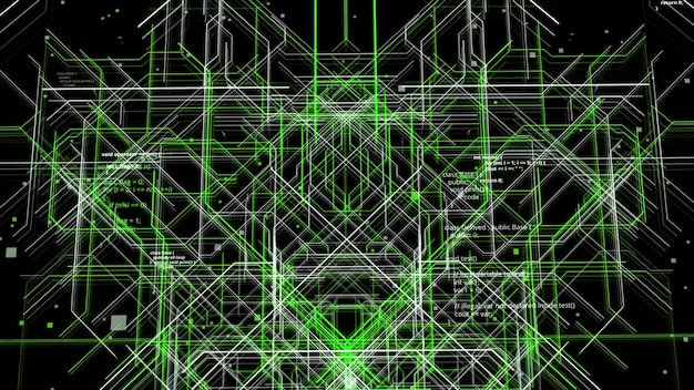 Artificial intelligence creating connections of white and green colors seamless loop animation