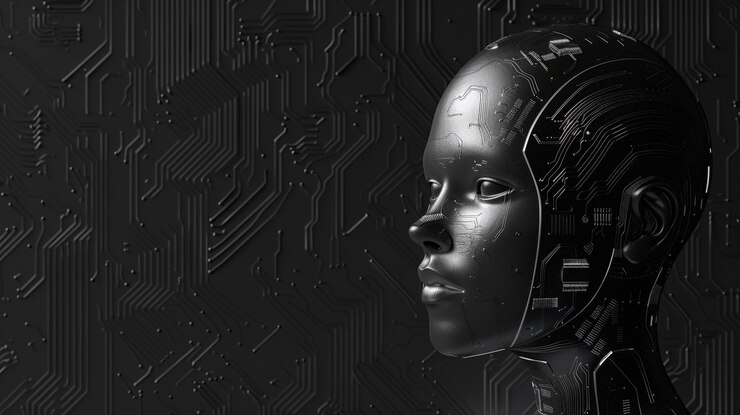 Photo artificial intelligence a cyber human on a brown tones background