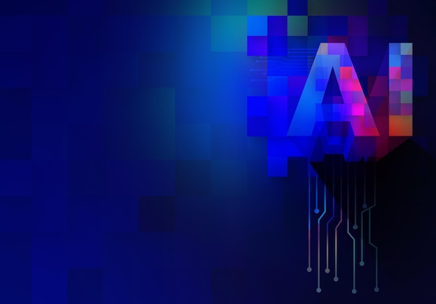 Artificial intelligence digital background in different colors with the initial of artificial intell