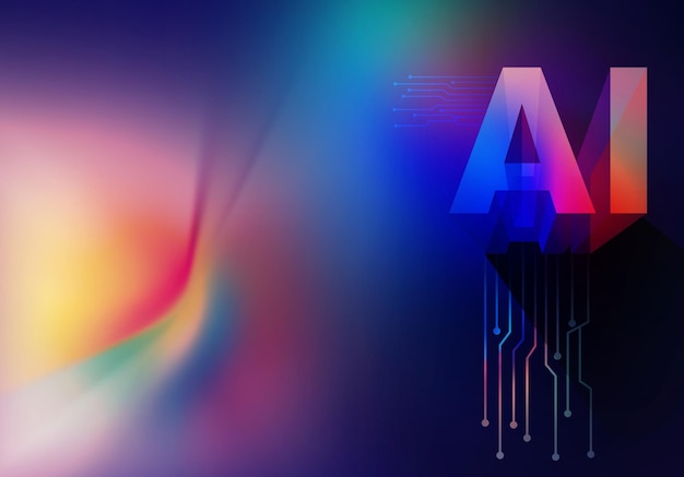 Foto intelligenza artificiale sfondo digitale in diversi colori con l'iniziale di intelligenza artificiale