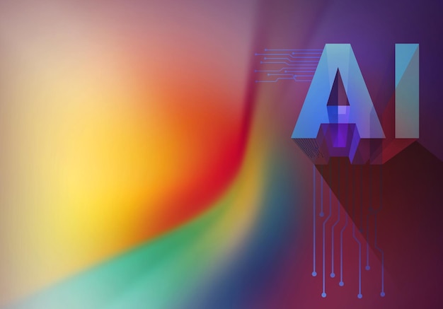 artificial intelligence digital background in different colors with the initial of artificial intell