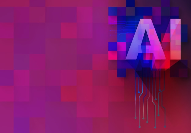 Artificial intelligence digital background in different colors with the initial of artificial intell