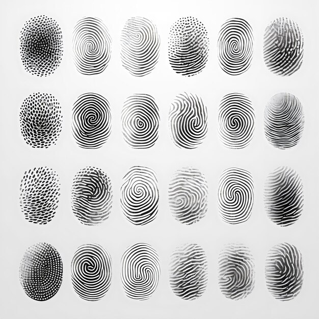 Photo artificial intelligence fingerprint icon set created with generative ai