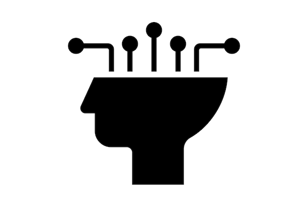 artificial intelligence flat app icon minimalist web symbol black sign