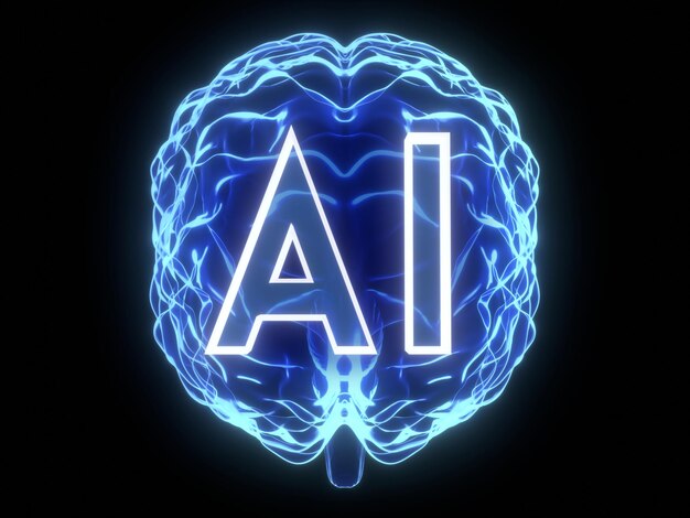 Artificial intelligence human brain 3D illustration