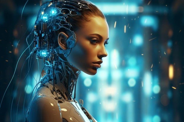 Premium AI Image | Artificial intelligence in humanoid head