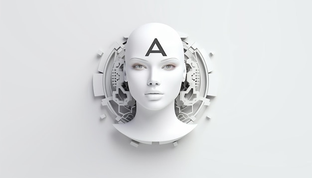 Artificial Intelligence Logo Minimalist 3d AI simple and white background Ultra high quality