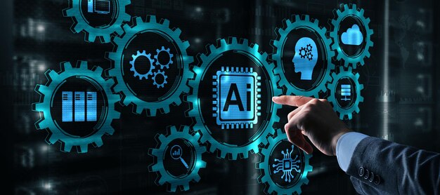 Artificial Intelligence and modern gears technologies concept