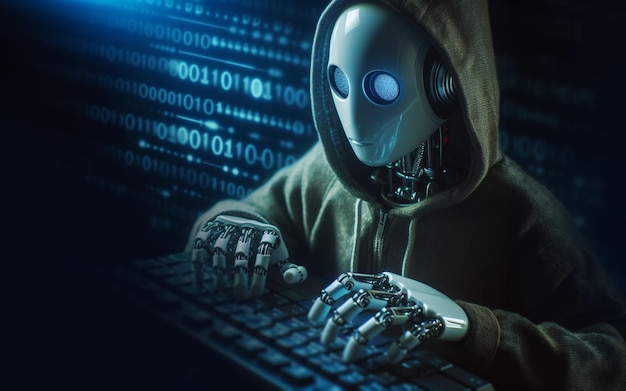 Artificial Intelligence Robot Ai Hacking Ai Database Error Hacker Binary Code Background Database