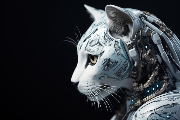Artificial intelligence robot cat Futuristic concept