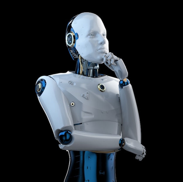 Intelligenza artificiale robot o cyborg analizza o calcola