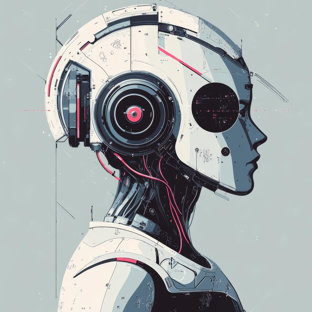 artificial intelligence robot on gray background 3d rendering illustration