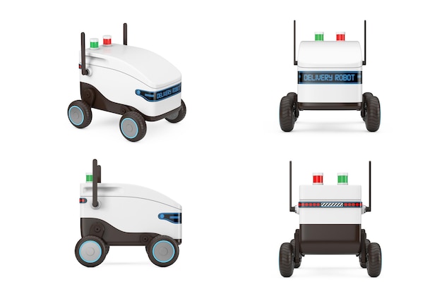 Artificial Intelligence Service Delivery Robot Drone 3d Rendering