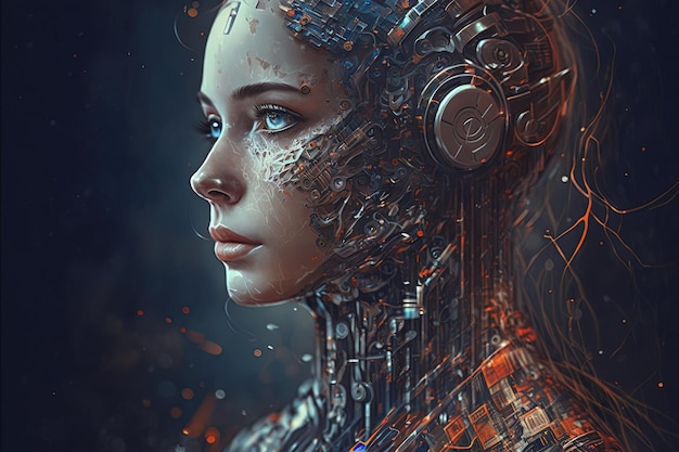 Artificial intelligence Soul science future character high detail 8k mind knowledge automation training data intelligence face beautiful creativity The concept of technology AI