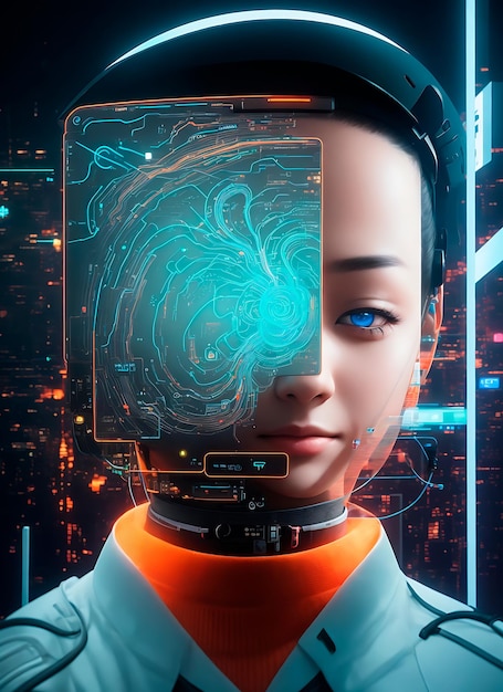 Artificial intelligence technology robot illustration futuristic world