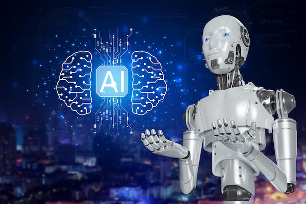 人工知能技術スマート ロボット AI 人工未来技術変換