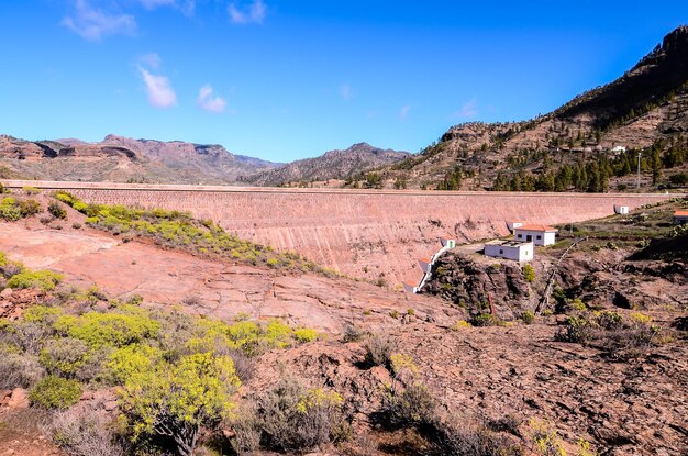 Artificial Lake Water Dam in the Canary Islands Gran Canaria