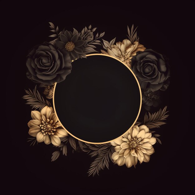 Artificial rose flowers circle floral border frame images AI Generated art