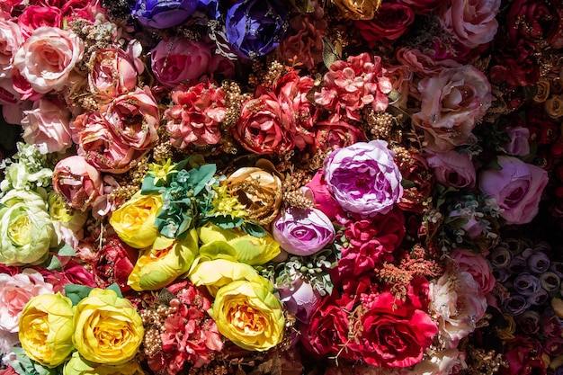 Artificial roses as floral art in view