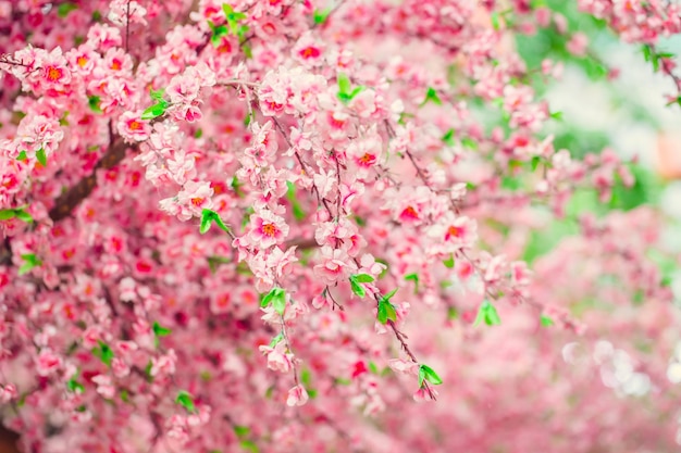 Artificial Sakura flowers for decorating japanese style Spring blossom Image has shallow depth of field