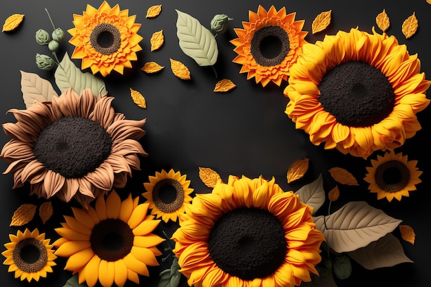 Artificial sunflowers with text filled petals