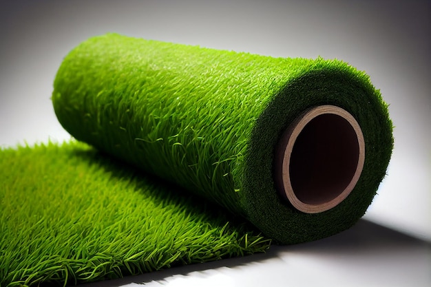 Photo artificial turf grass roll sports ground cover illustration generative ai