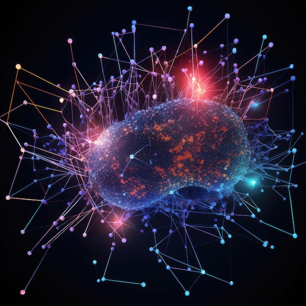 Foto artificiële intelligentie ai cyberbrein digitale geest 3d-illustratie neurale verbindingen generatieve ai