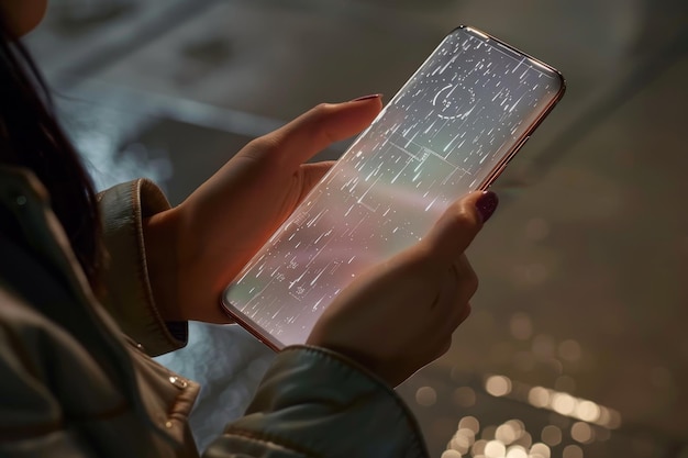 Artificiële intelligentie smartphone met een interface doorzichtig scherm technologie futuristisch