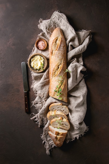 Artisan baguette bread