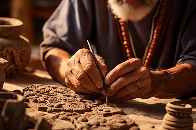 Photo artisan creating intricate pottery or jewelry illustration photo