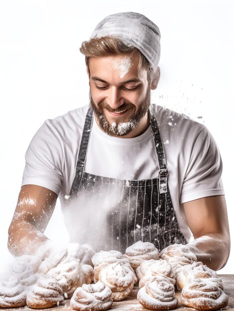 Foto artisan man baker in panetteria generata dall'ia